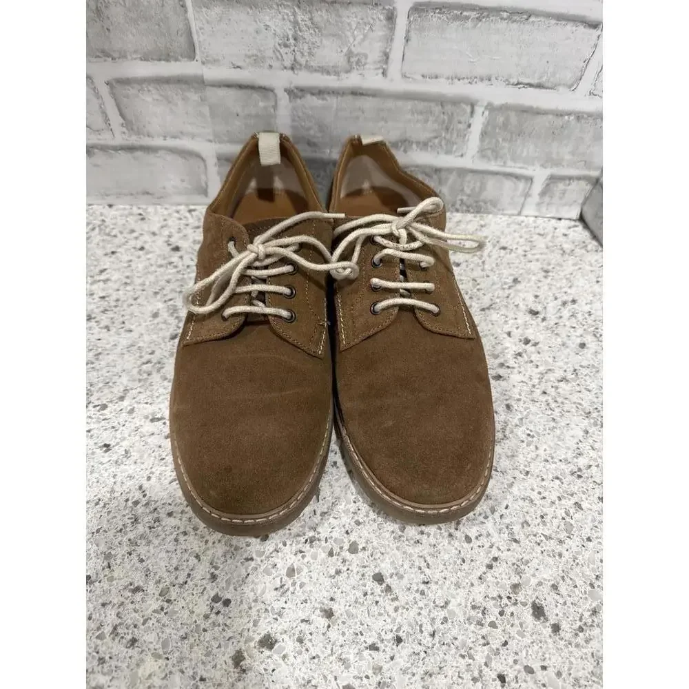 Zara Brown Suede Men's Oxford Shoes with Off White Laces